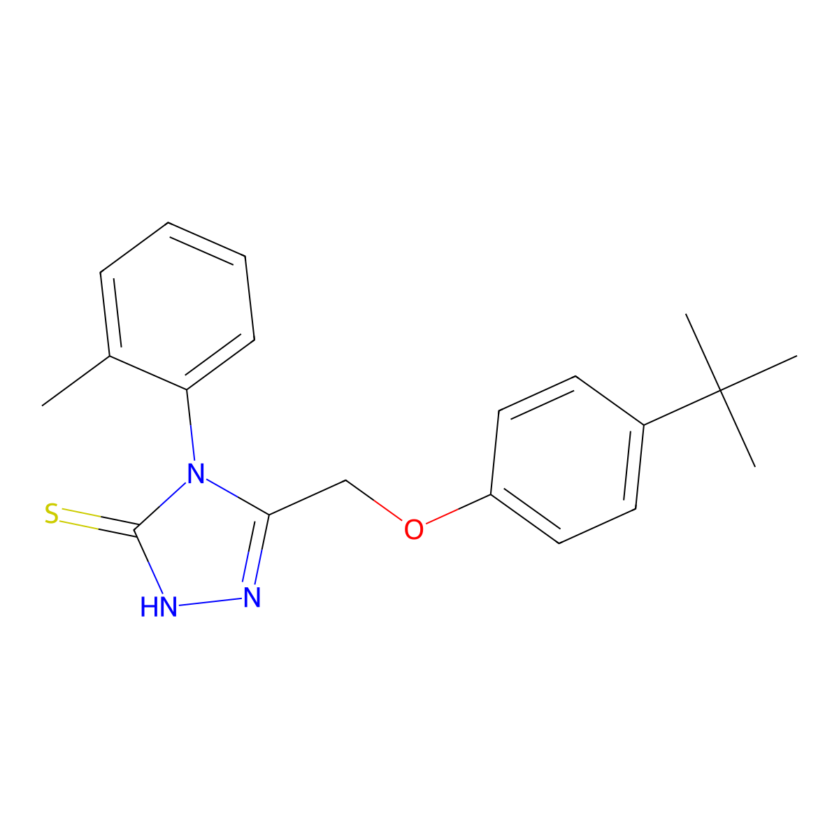 5-((4-Tert-butylphenoxy)methyl)-4-(2-methylphenyl)-2,4-dihydro-3H-1,2,4-triazole-3-thione molecular structure, CAS 539808-73-6