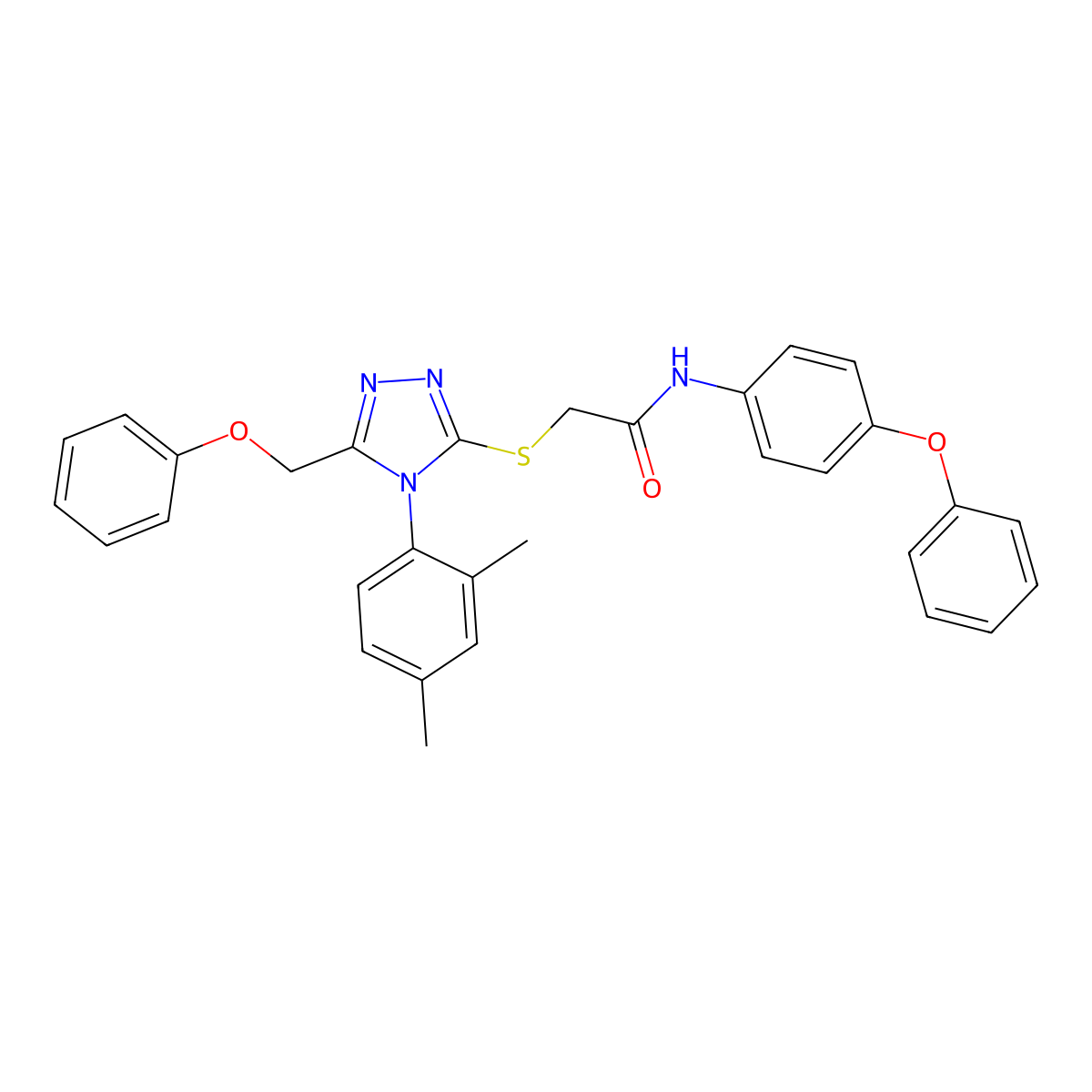 2-((4-(2,4-Dimethylphenyl)-5-(phenoxymethyl)-4H-1,2,4-triazol-3-YL)sulfanyl)-N-(4-phenoxyphenyl)acetamide molecular structure, CAS 539808-92-9