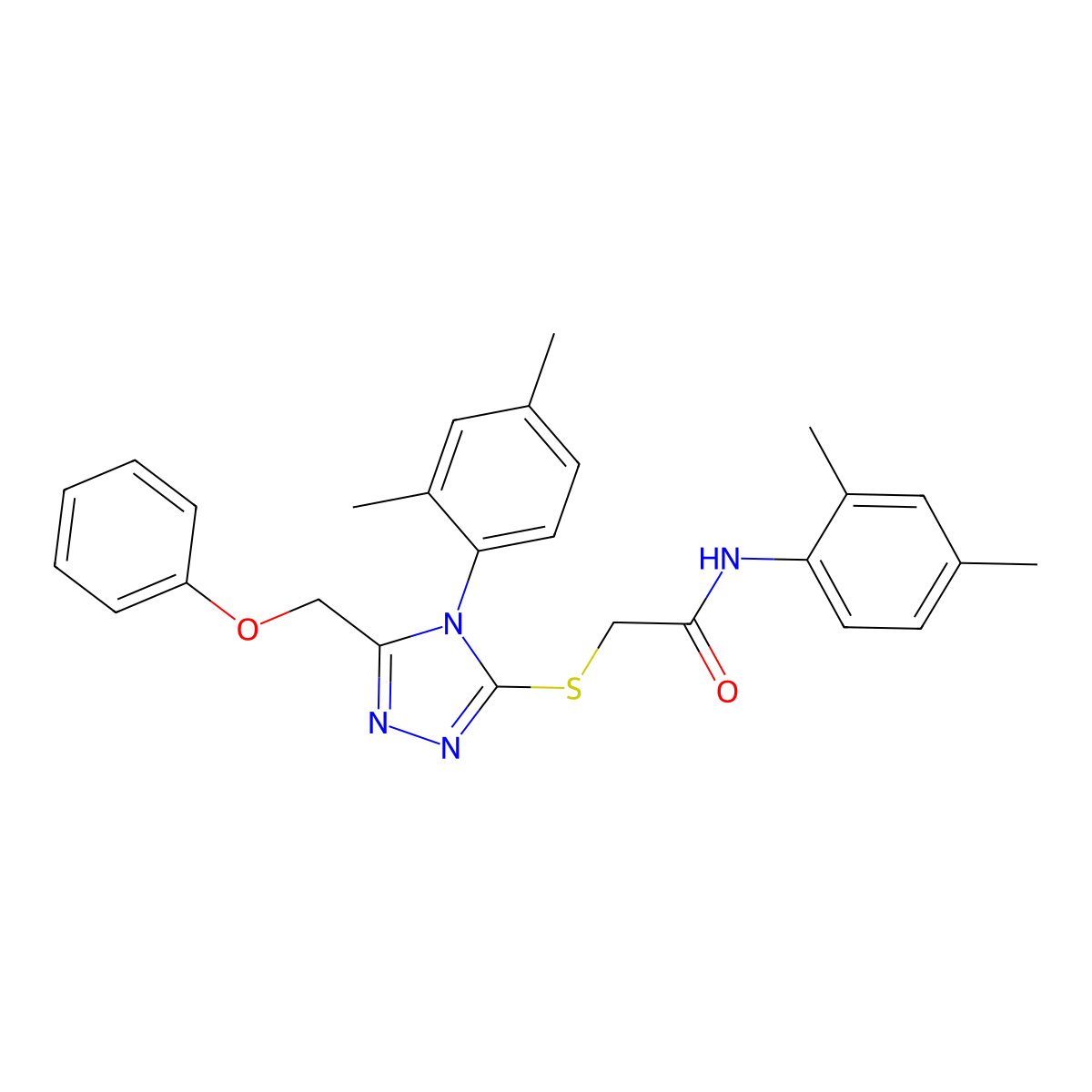 N-(2,4-Dimethylphenyl)-2-{[4-(2,4-dimethylphenyl)-5-(phenoxymethyl)-4H-1,2,4-triazol-3-YL]sulfanyl}acetamide molecular structure, CAS 539809-00-2