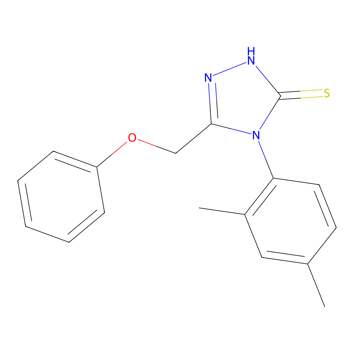 4-(2,4-Dimethylphenyl)-5-(phenoxymethyl)-2,4-dihydro-3H-1,2,4-triazole-3-thione molecular structure, CAS 539809-02-4