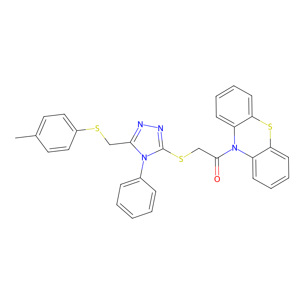 10-{[(5-{[(4-Methylphenyl)sulfanyl]methyl}-4-phenyl-4H-1,2,4-triazol-3-YL)sulfanyl]acetyl}-10H-phenothiazine molecular structure, CAS 539809-04-6