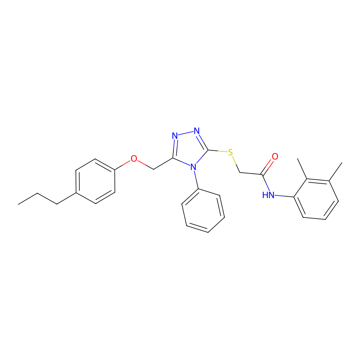 N-(2,3-Dimethylphenyl)-2-({4-phenyl-5-[(4-propylphenoxy)methyl]-4H-1,2,4-triazol-3-YL}sulfanyl)acetamide molecular structure, CAS 539809-10-4