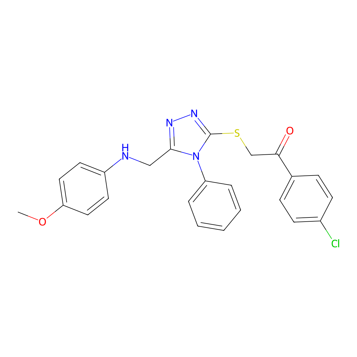 1-(4-Chlorophenyl)-2-({5-[(4-methoxyanilino)methyl]-4-phenyl-4H-1,2,4-triazol-3-YL}sulfanyl)ethanone molecular structure, CAS 539809-23-9