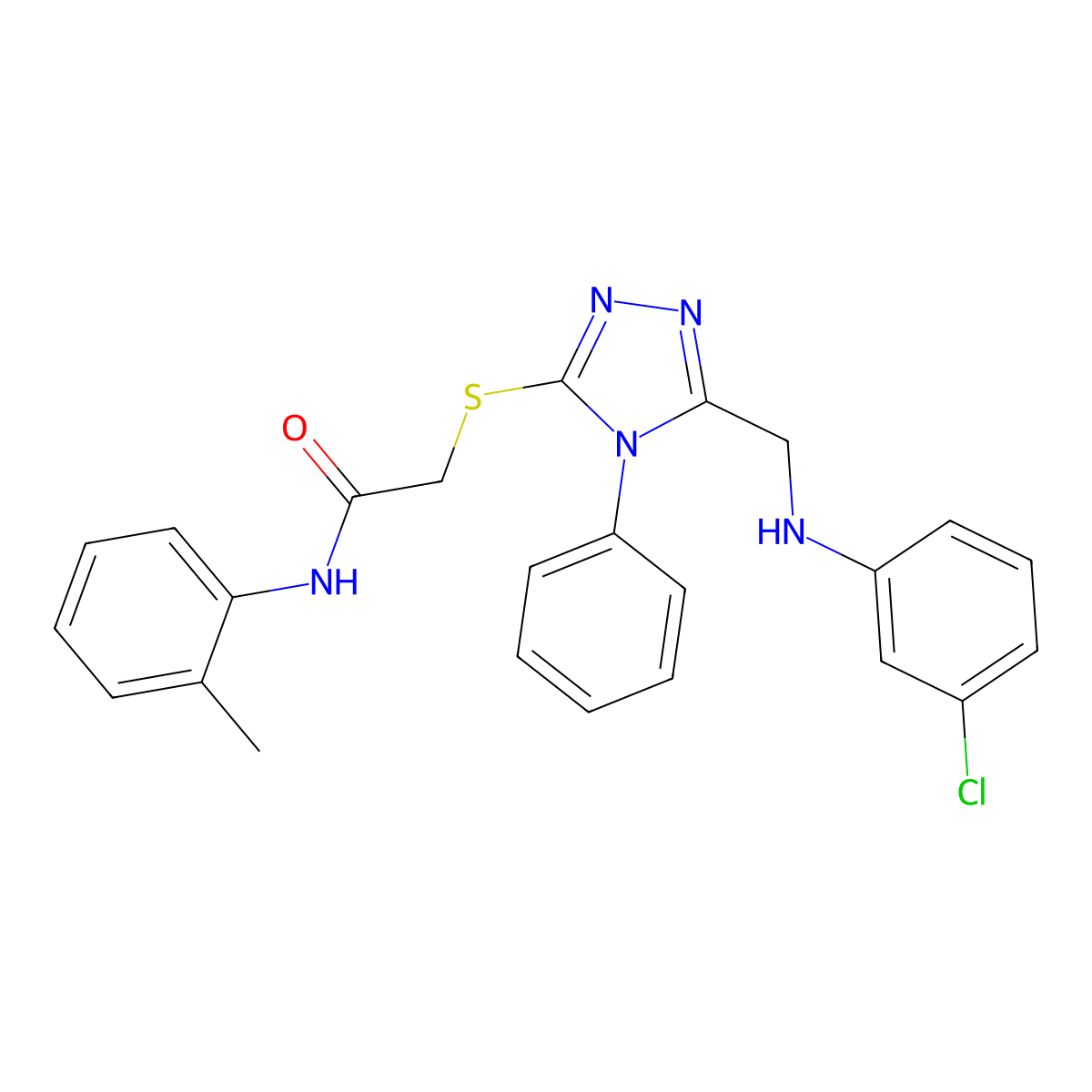 2-({5-[(3-Chloroanilino)methyl]-4-phenyl-4H-1,2,4-triazol-3-YL}sulfanyl)-N-(2-methylphenyl)acetamide molecular structure, CAS 539809-44-4