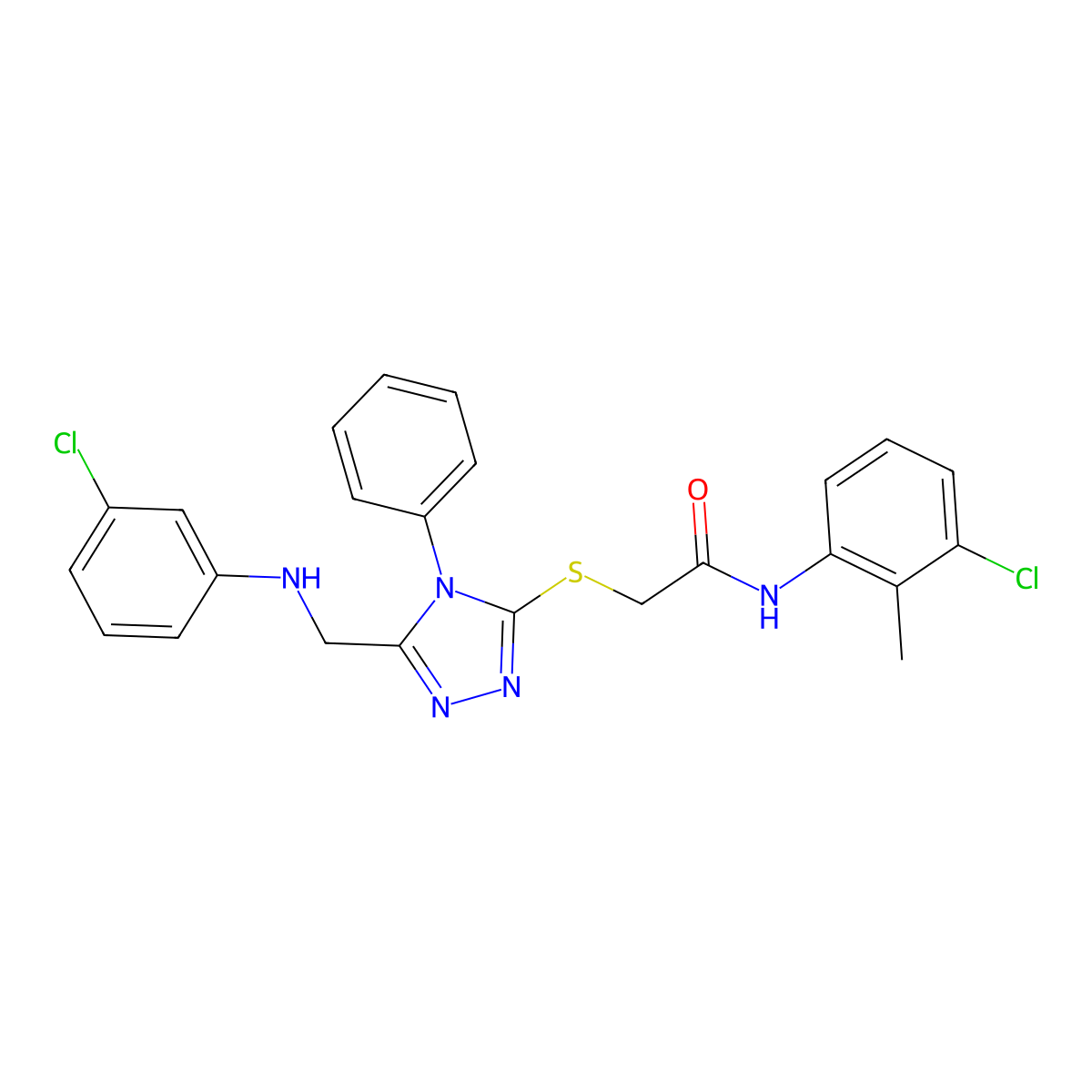 2-({5-[(3-Chloroanilino)methyl]-4-phenyl-4H-1,2,4-triazol-3-YL}sulfanyl)-N-(3-chloro-2-methylphenyl)acetamide molecular structure, CAS 539809-45-5