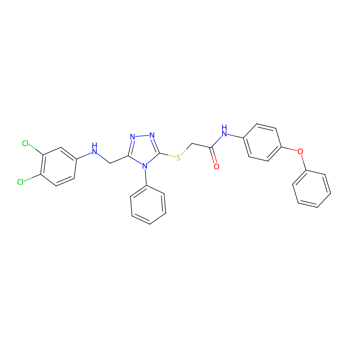 2-({5-[(3,4-Dichloroanilino)methyl]-4-phenyl-4H-1,2,4-triazol-3-YL}sulfanyl)-N-(4-phenoxyphenyl)acetamide molecular structure, CAS 539809-57-9