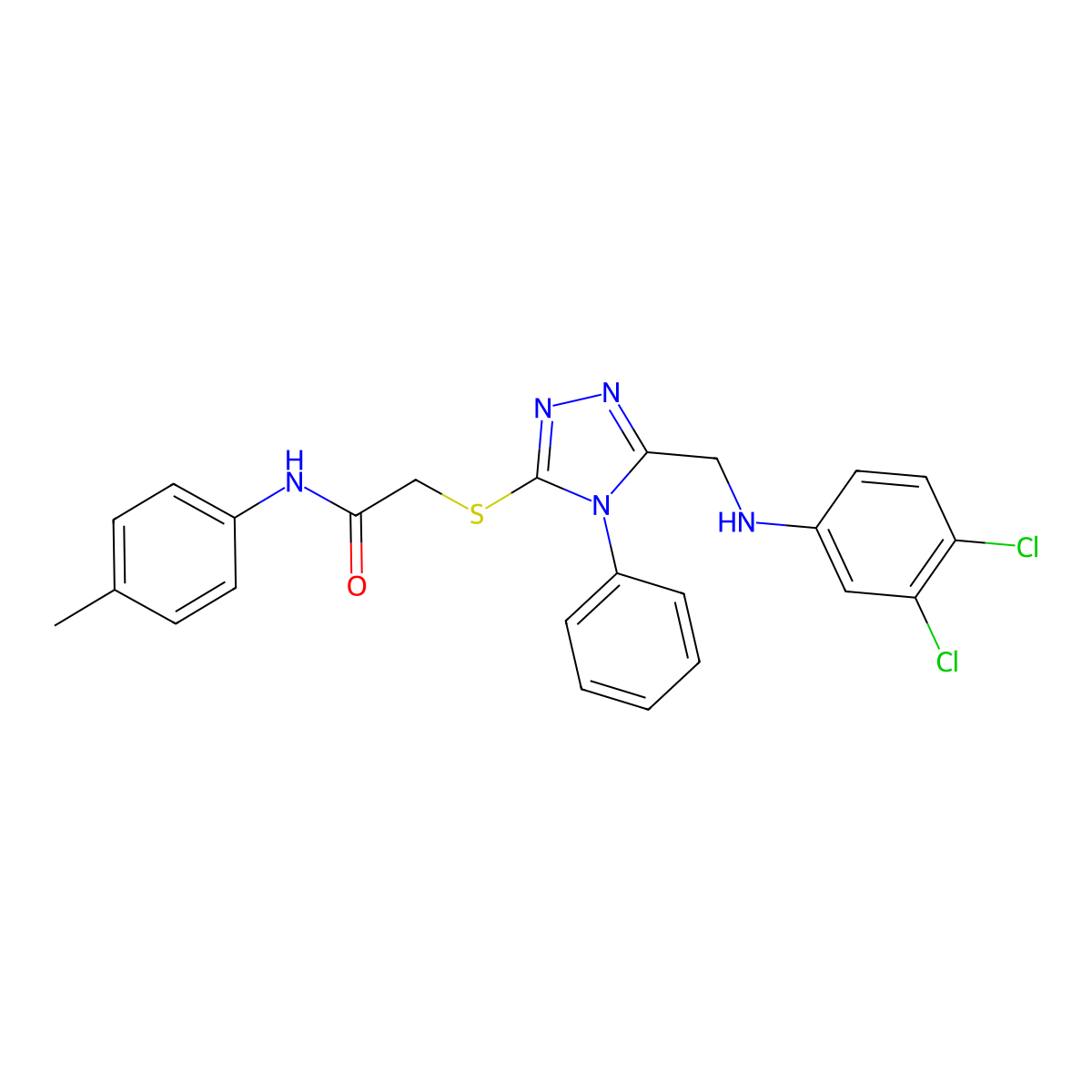 2-({5-[(3,4-Dichloroanilino)methyl]-4-phenyl-4H-1,2,4-triazol-3-YL}sulfanyl)-N-(4-methylphenyl)acetamide molecular structure, CAS 539809-60-4