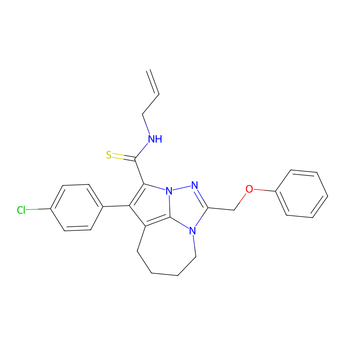 N-allyl-1-(4-chlorophenyl)-4-(phenoxymethyl)-5,6,7,8-tetrahydro-2a,3,4a-triazacyclopenta[cd]azulene-2-carbothioamide molecular structure, CAS 539810-08-7