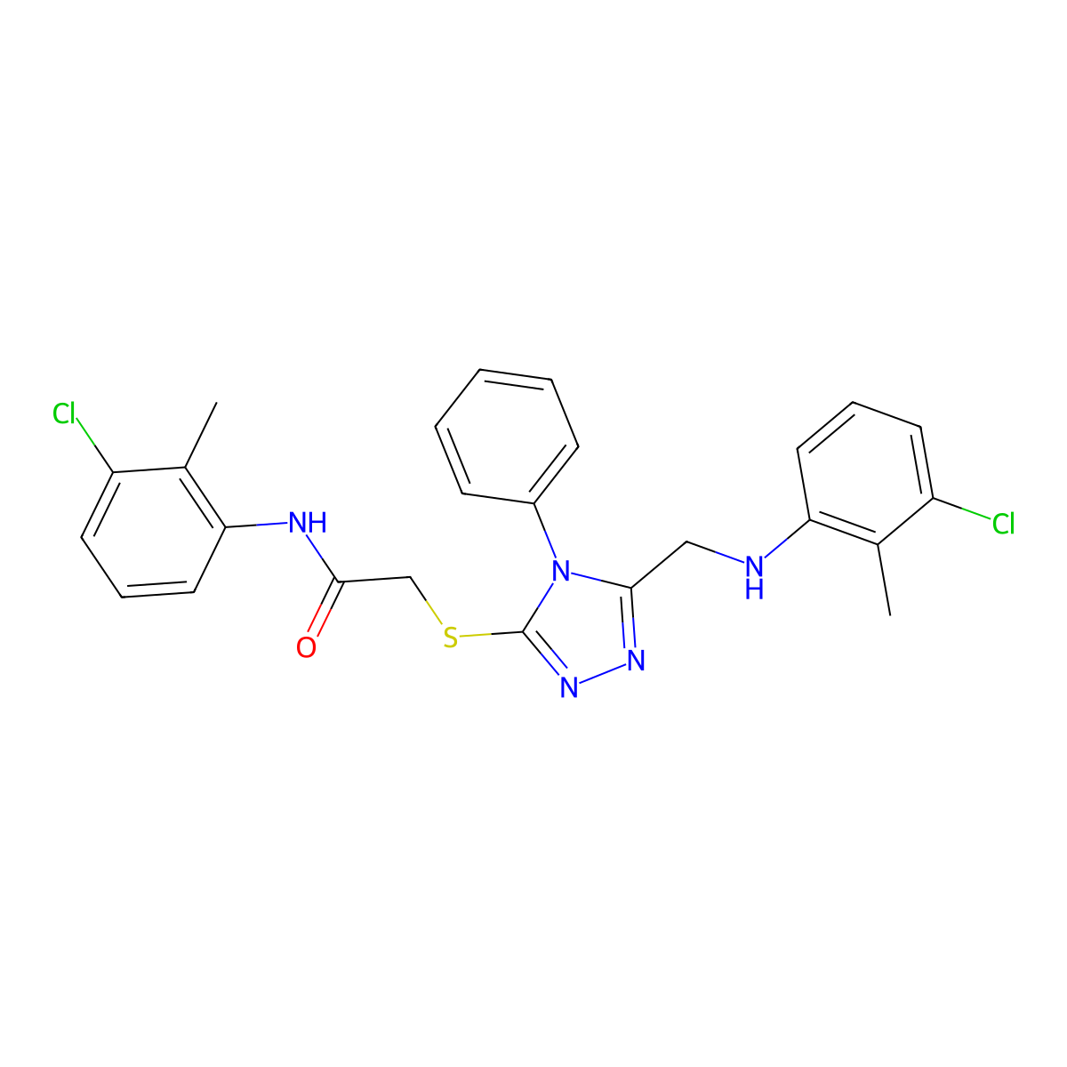 2-({5-[(3-Chloro-2-methylanilino)methyl]-4-phenyl-4H-1,2,4-triazol-3-YL}sulfanyl)-N-(3-chloro-2-methylphenyl)acetamide molecular structure, CAS 539810-10-1