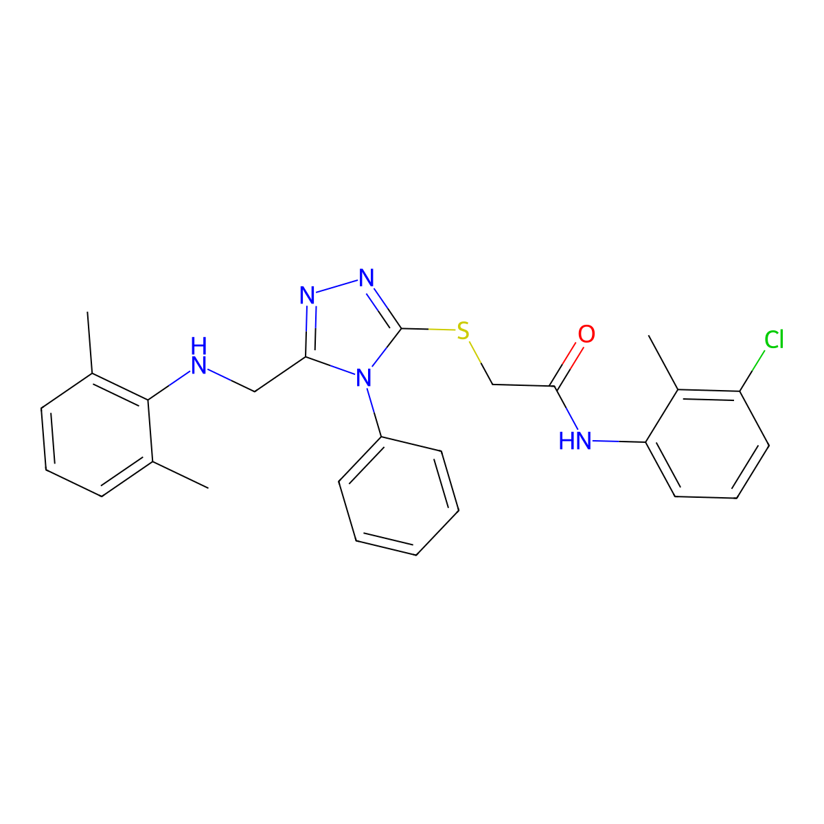 N-(3-Chloro-2-methylphenyl)-2-((5-((2,6-dimethylanilino)methyl)-4-phenyl-4H-1,2,4-triazol-3-YL)sulfanyl)acetamide molecular structure, CAS 539810-14-5