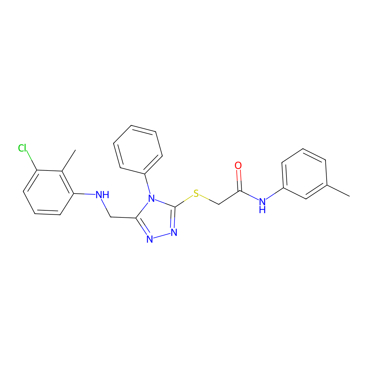 2-({5-[(3-Chloro-2-methylanilino)methyl]-4-phenyl-4H-1,2,4-triazol-3-YL}sulfanyl)-N-(3-methylphenyl)acetamide molecular structure, CAS 539810-27-0