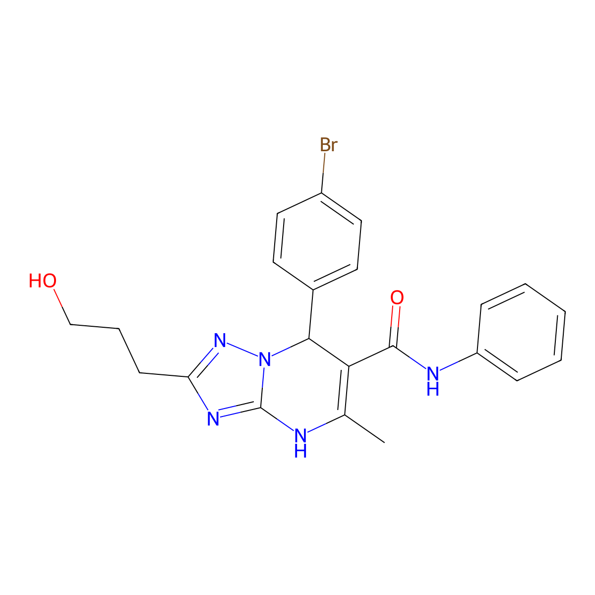7-(4-bromophenyl)-2-(3-hydroxypropyl)-5-methyl-N-phenyl-4H,7H-[1,2,4]triazolo[1,5-a]pyrimidine-6-carboxamide molecular structure, CAS 539810-59-8