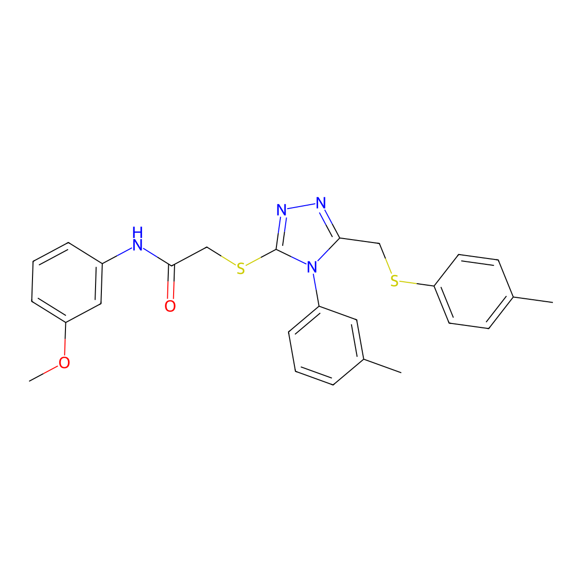 N-(3-Methoxyphenyl)-2-[(4-(3-methylphenyl)-5-{[(4-methylphenyl)sulfanyl]methyl}-4H-1,2,4-triazol-3-YL)sulfanyl]acetamide molecular structure, CAS 539811-09-1