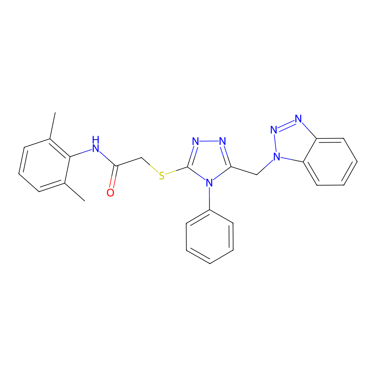 2-((5-(1H-1,2,3-Benzotriazol-1-ylmethyl)-4-phenyl-4H-1,2,4-triazol-3-YL)sulfanyl)-N-(2,6-dimethylphenyl)acetamide molecular structure, CAS 539811-13-7