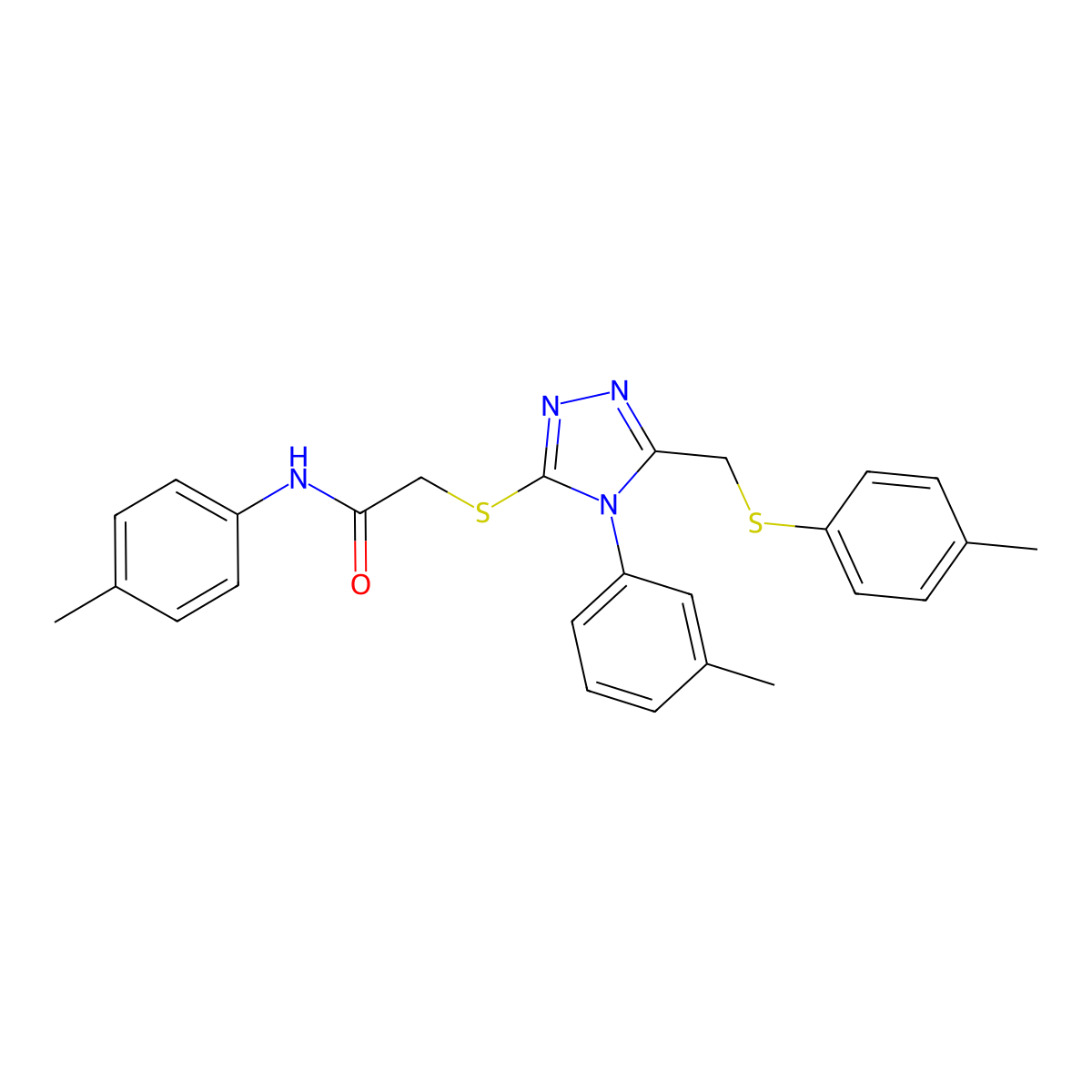 N-(4-Methylphenyl)-2-((4-(3-methylphenyl)-5-(((4-methylphenyl)sulfanyl)methyl)-4H-1,2,4-triazol-3-YL)sulfanyl)acetamide molecular structure, CAS 539811-17-1