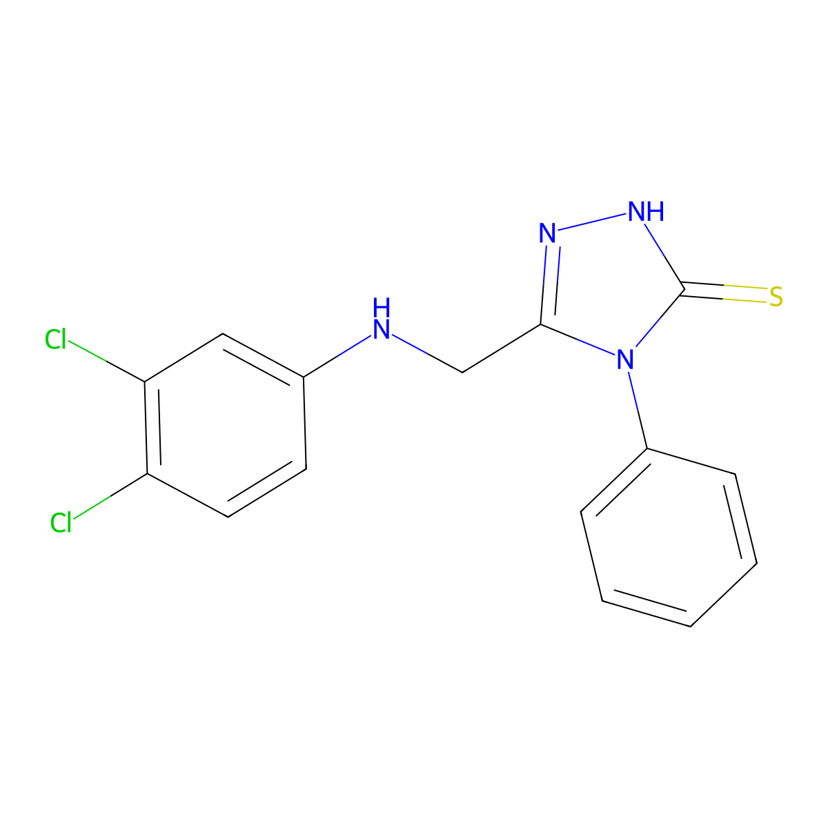 5-((3,4-Dichloroanilino)methyl)-4-phenyl-2,4-dihydro-3H-1,2,4-triazole-3-thione molecular structure, CAS 539811-22-8