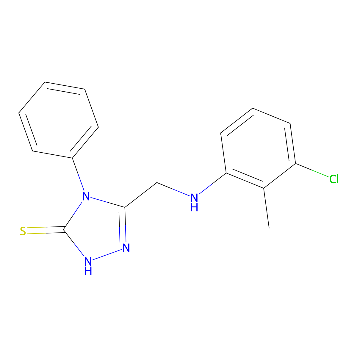 5-((3-CL-2-Methylanilino)methyl)-4-phenyl-2,4-dihydro-3H-1,2,4-triazole-3-thione molecular structure, CAS 539811-30-8