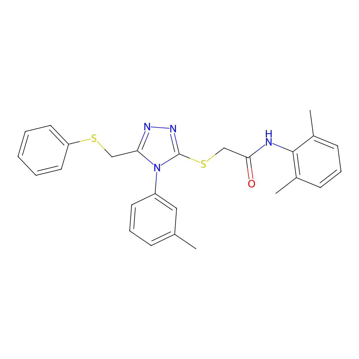 N-(2,6-Dimethylphenyl)-2-((4-(3-methylphenyl)-5-((phenylsulfanyl)methyl)-4H-1,2,4-triazol-3-YL)sulfanyl)acetamide molecular structure, CAS 539811-39-7