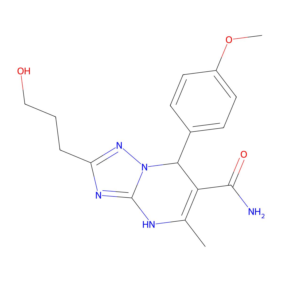 2-(3-Hydroxypropyl)-7-(4-methoxyphenyl)-5-methyl-4,7-dihydro[1,2,4]triazolo[1,5-a]pyrimidine-6-carboxamide molecular structure, CAS 539812-14-1