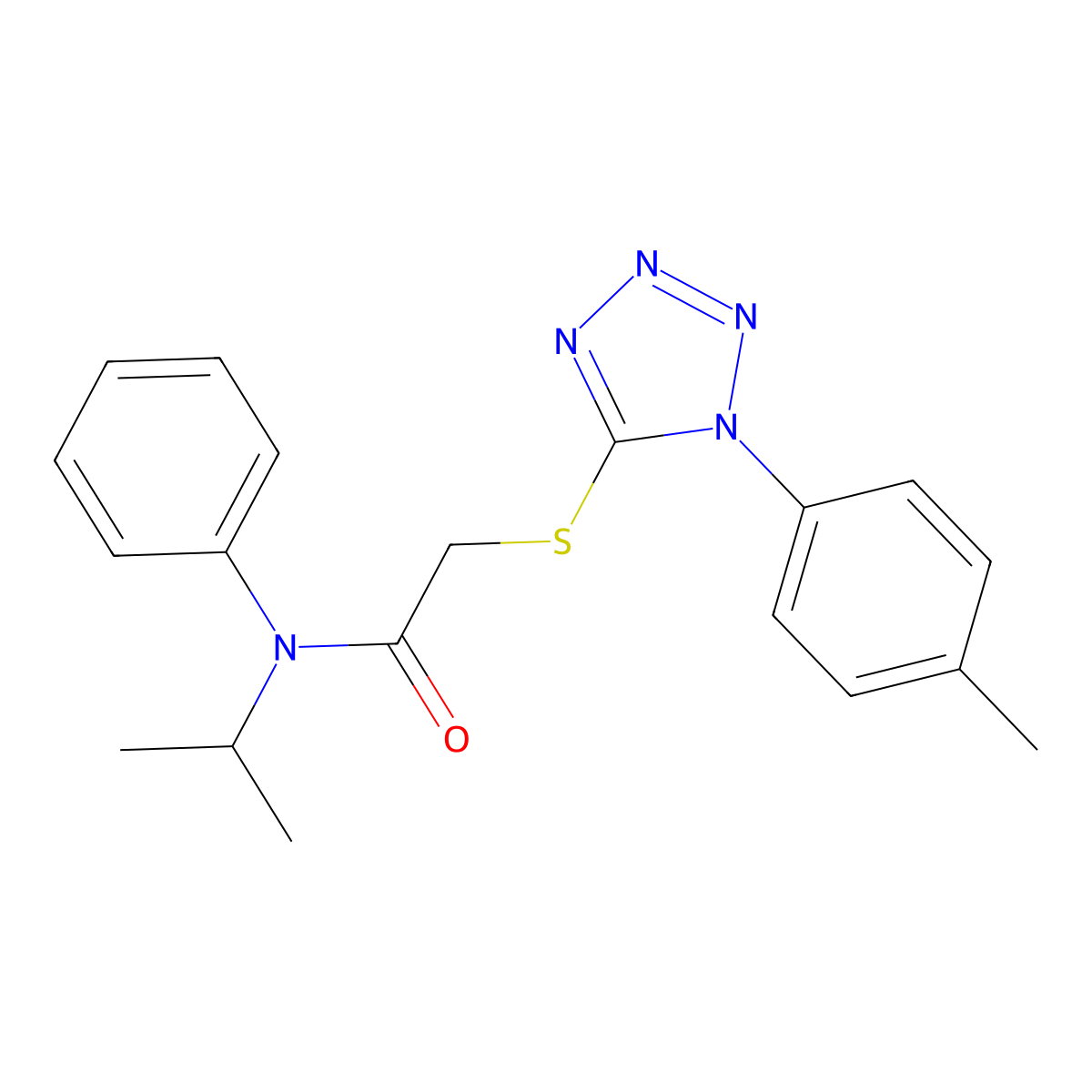 2-[1-(4-methylphenyl)tetrazol-5-yl]sulfanyl-N-phenyl-N-propan-2-ylacetamide molecular structure, CAS 539812-28-7
