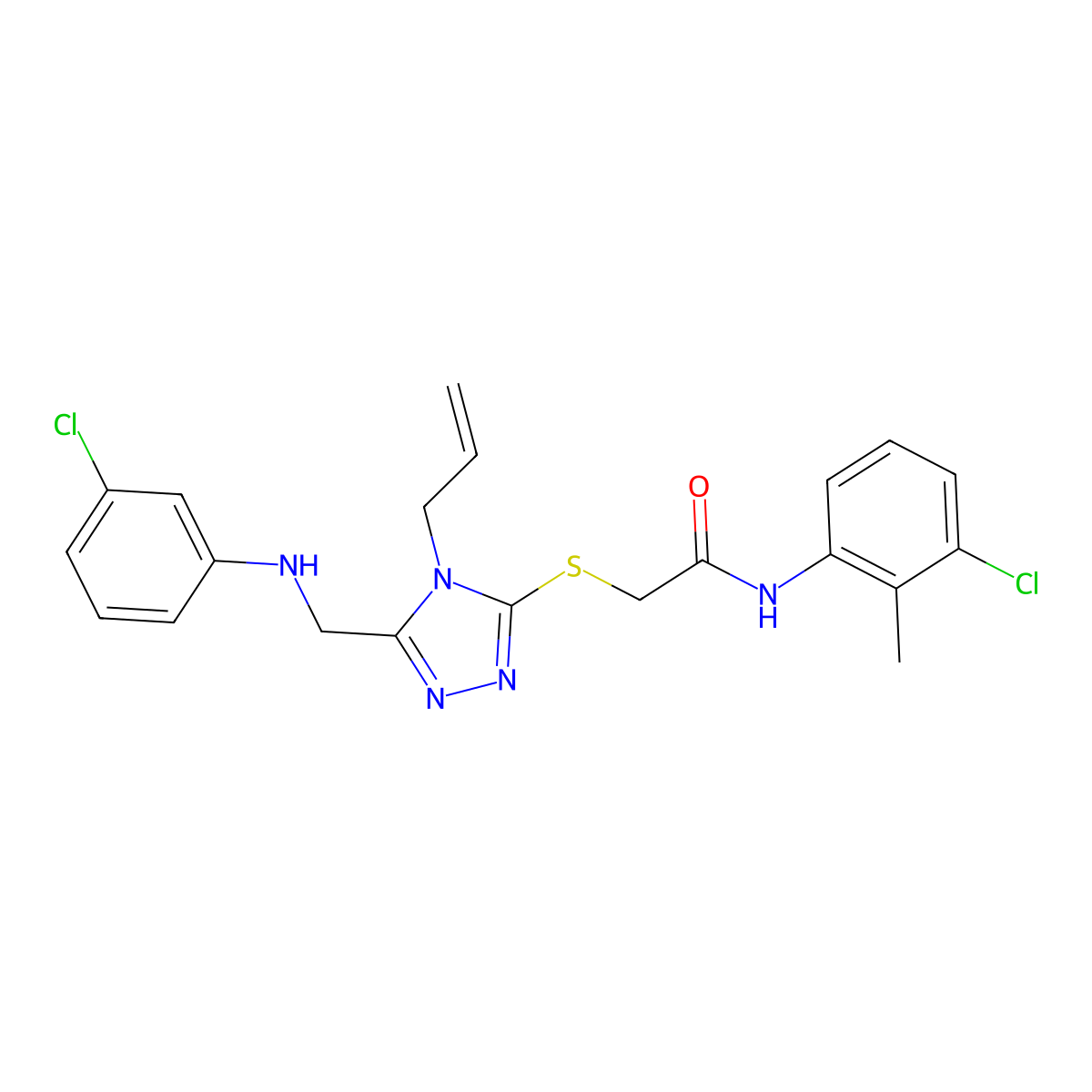 2-((4-Allyl-5-((3-chloroanilino)methyl)-4H-1,2,4-triazol-3-YL)sulfanyl)-N-(3-chloro-2-methylphenyl)acetamide molecular structure, CAS 539812-40-3
