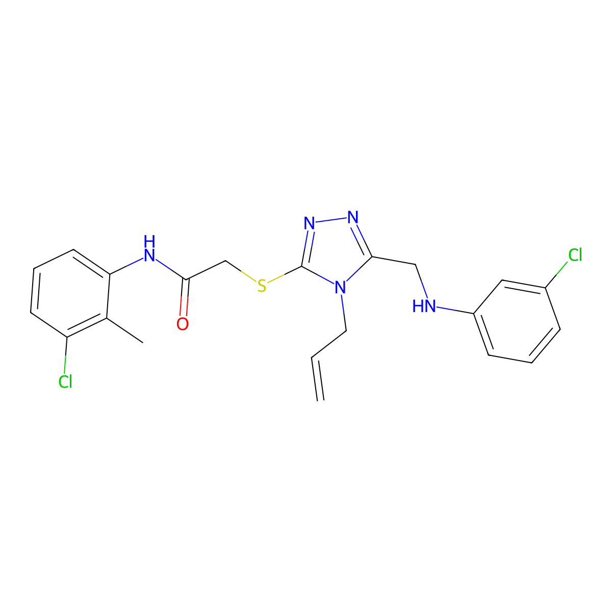 2-((4-Allyl-5-((3-chloroanilino)methyl)-4H-1,2,4-triazol-3-YL)sulfanyl)-N-(3-chloro-2-methylphenyl)acetamide molecular structure, CAS 539812-40-3