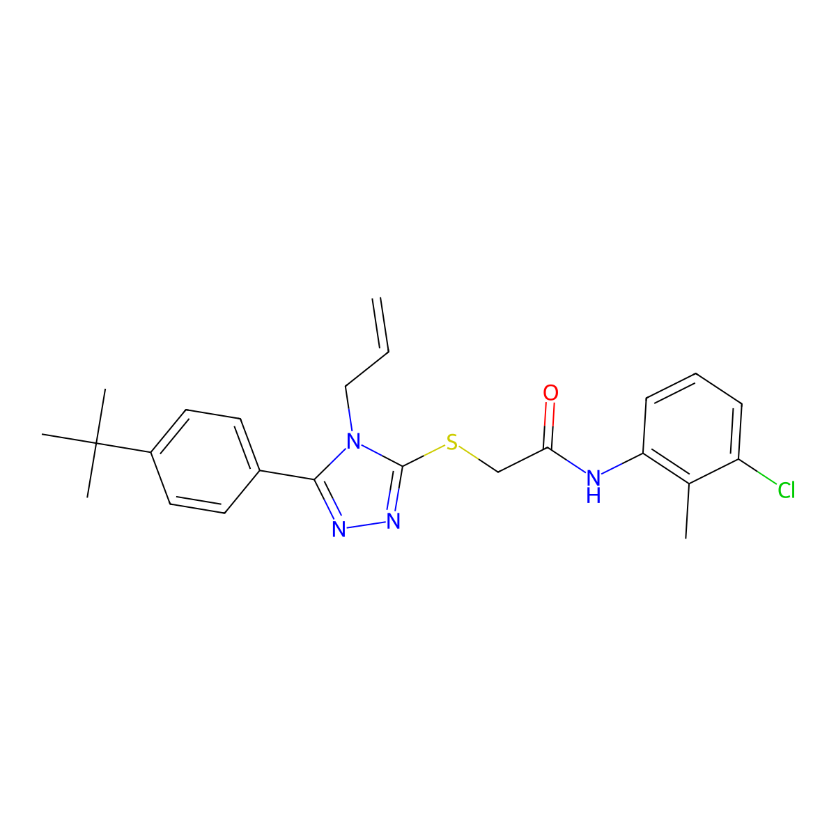 2-((4-Allyl-5-(4-tert-butylphenyl)-4H-1,2,4-triazol-3-YL)sulfanyl)-N-(3-chloro-2-methylphenyl)acetamide molecular structure, CAS 539812-47-0