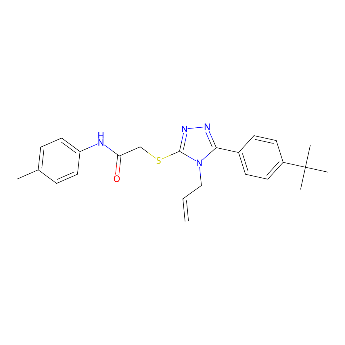 2-{[4-Allyl-5-(4-tert-butylphenyl)-4H-1,2,4-triazol-3-YL]sulfanyl}-N-(4-methylphenyl)acetamide molecular structure, CAS 539812-49-2