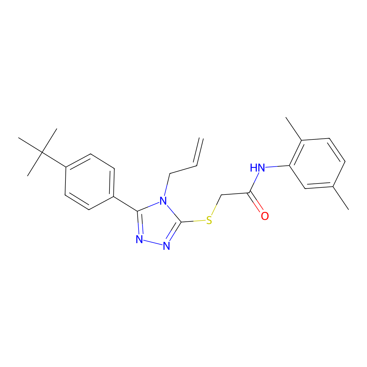 2-{[4-Allyl-5-(4-tert-butylphenyl)-4H-1,2,4-triazol-3-YL]sulfanyl}-N-(2,5-dimethylphenyl)acetamide molecular structure, CAS 539812-69-6