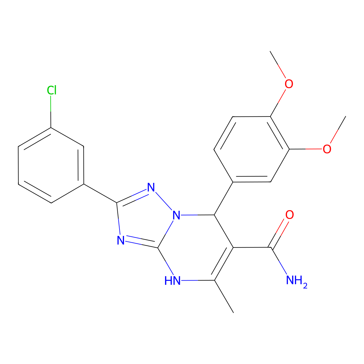 2-(3-Chlorophenyl)-7-(3,4-dimethoxyphenyl)-5-methyl-4,7-dihydro[1,2,4]triazolo[1,5-a]pyrimidine-6-carboxamide molecular structure, CAS 539815-43-5