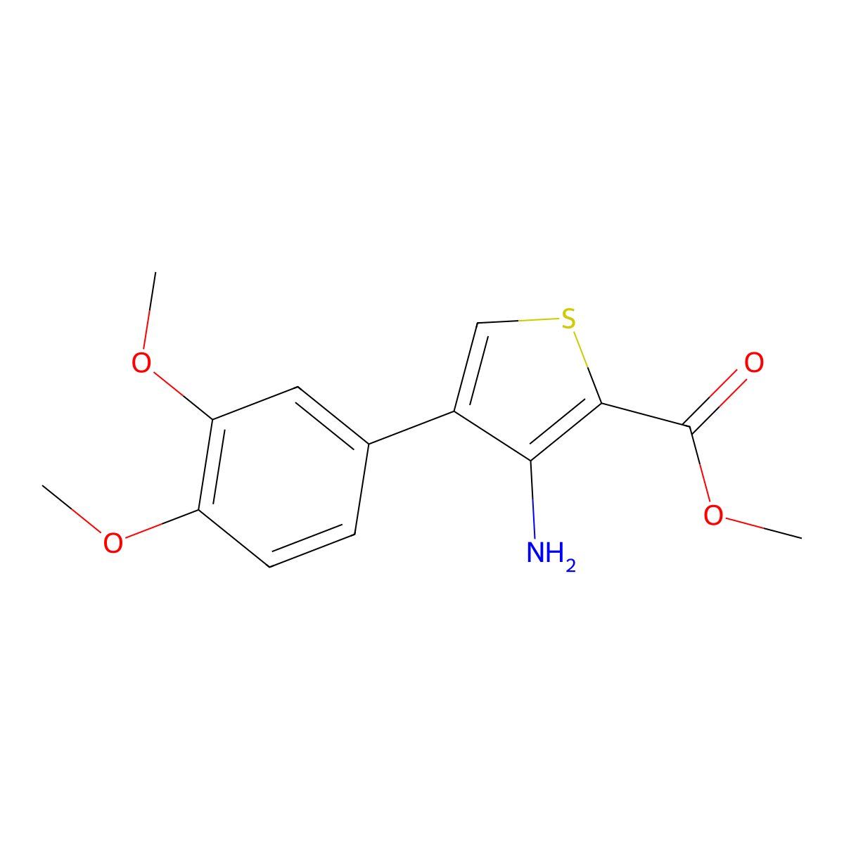 Methyl 3-amino-4-(3,4-dimethoxyphenyl)thiophene-2-carboxylate molecular structure, CAS 539821-21-1