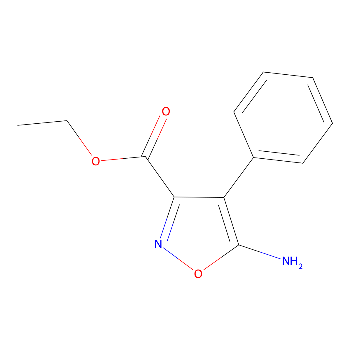 Ethyl 5-amino-4-phenyl-1,2-oxazole-3-carboxylate molecular structure, CAS 53983-15-6