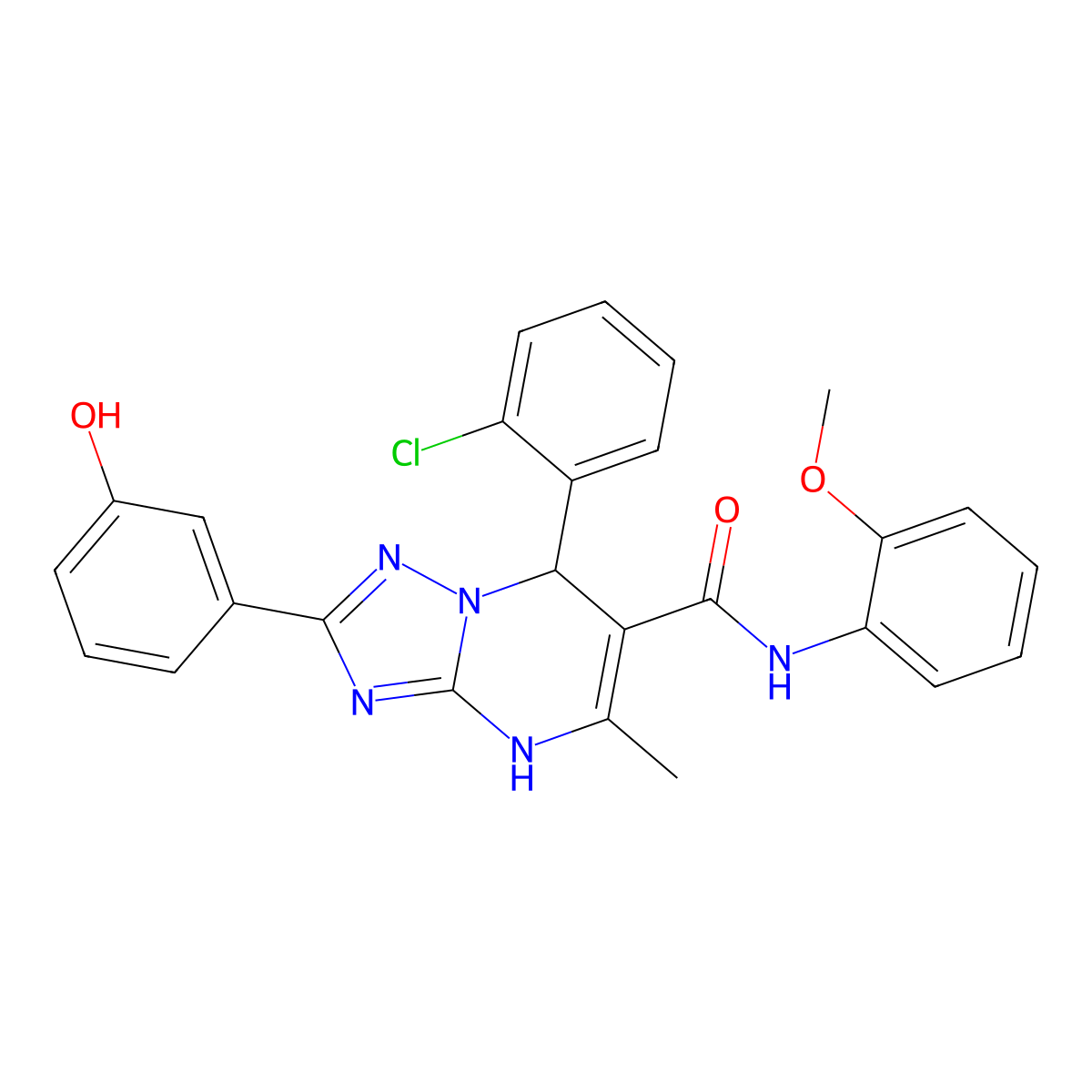 7-(2-chlorophenyl)-2-(3-hydroxyphenyl)-N-(2-methoxyphenyl)-5-methyl-4,7-dihydro-[1,2,4]triazolo[1,5-a]pyrimidine-6-carboxamide molecular structure, CAS 539833-91-5