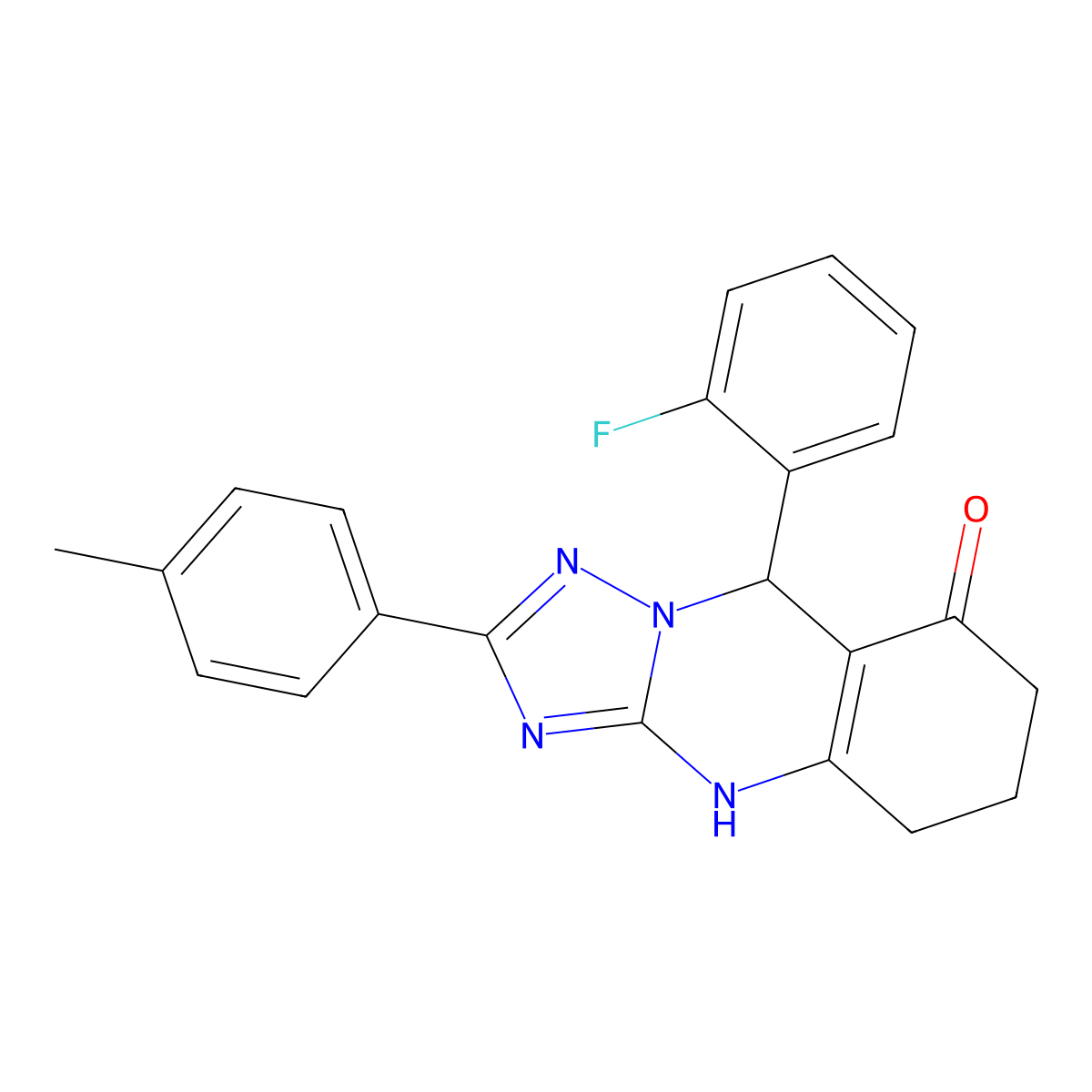 9-(2-fluorophenyl)-2-(4-methylphenyl)-4H,5H,6H,7H,8H,9H-[1,2,4]triazolo[3,2-b]quinazolin-8-one molecular structure, CAS 539839-78-6