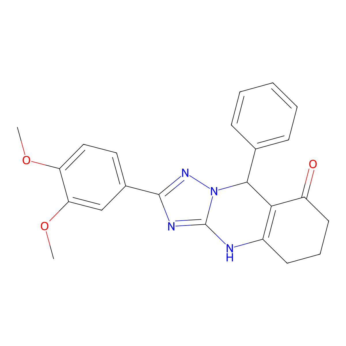 2-(3,4-dimethoxyphenyl)-9-phenyl-5,6,7,9-tetrahydro[1,2,4]triazolo[5,1-b]quinazolin-8(4H)-one molecular structure, CAS 539842-28-9