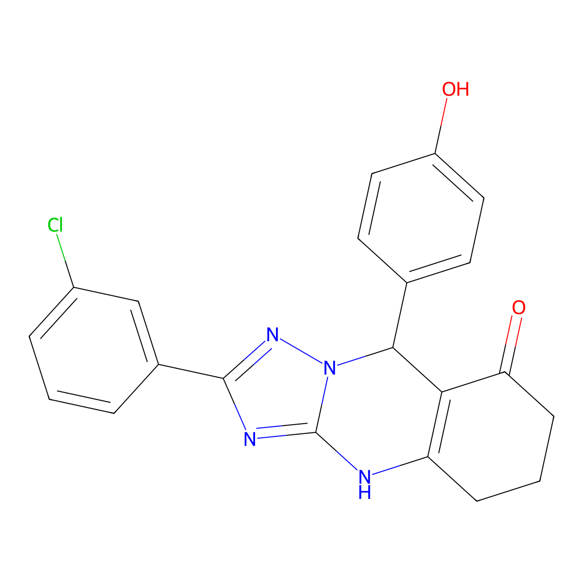 2-(3-chlorophenyl)-9-(4-hydroxyphenyl)-5,6,7,9-tetrahydro-[1,2,4]triazolo[5,1-b]quinazolin-8(4H)-one molecular structure, CAS 539848-54-9