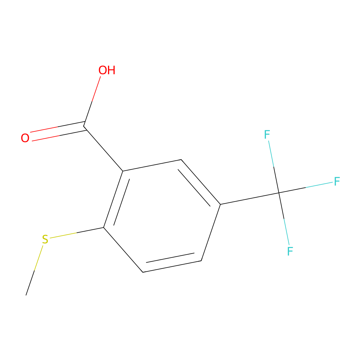 2-(Methylsulfanyl)-5-(trifluoromethyl)benzoic acid molecular structure, CAS 53985-28-7