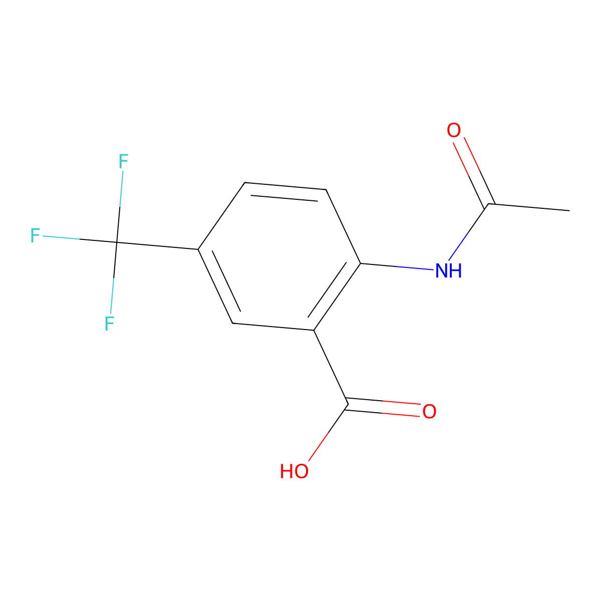2-Acetamido-5-(trifluoromethyl)benzoic acid molecular structure, CAS 53985-36-7