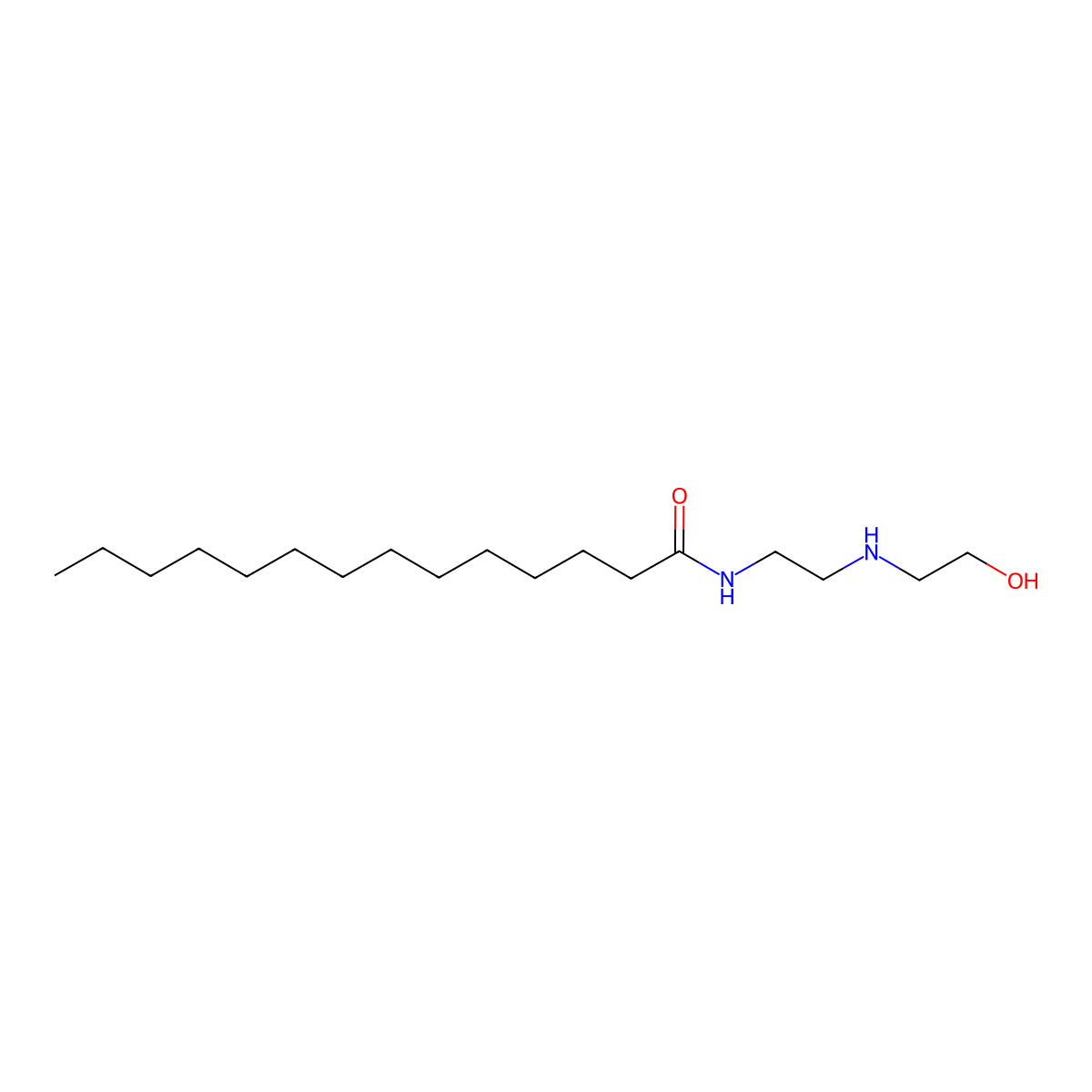 Tetradecanamide, N-(2-((2-hydroxyethyl)amino)ethyl)- molecular structure, CAS 53989-67-6