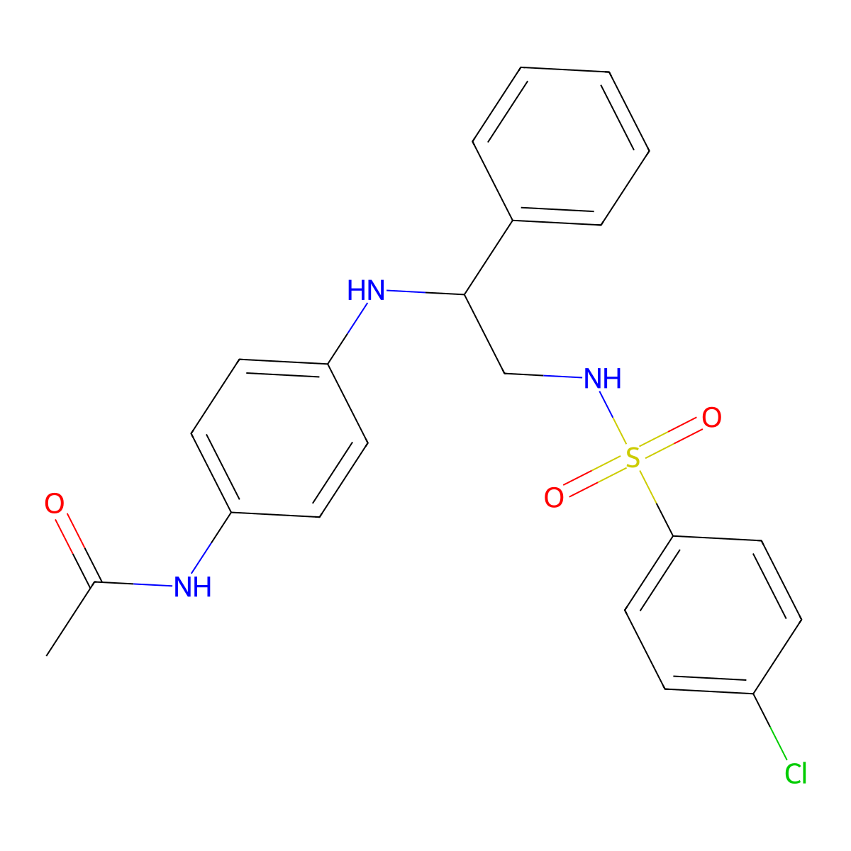N-[4-({2-[(4-Chlorobenzene-1-sulfonyl)amino]-1-phenylethyl}amino)phenyl]acetamide molecular structure, CAS 5399-16-6