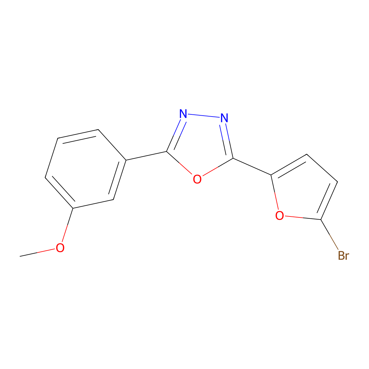 2-(5-Bromofuran-2-yl)-5-(3-methoxyphenyl)-1,3,4-oxadiazole molecular structure, CAS 5399-51-9