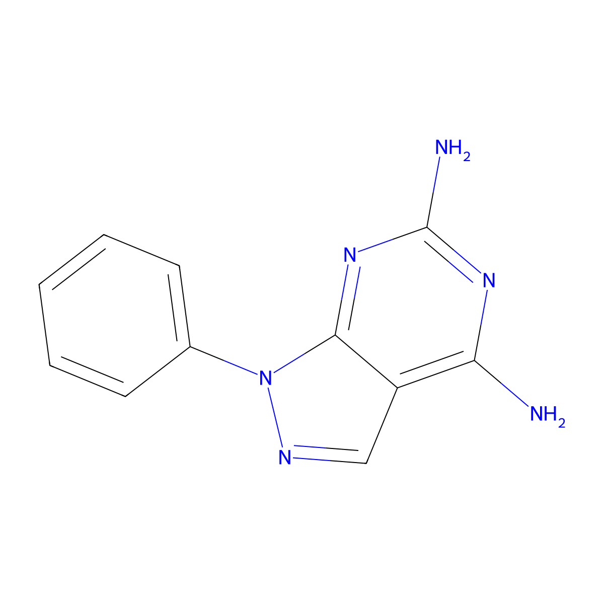1-Phenyl-1H-pyrazolo[3,4-d]pyrimidine-4,6-diamine molecular structure, CAS 5399-88-2