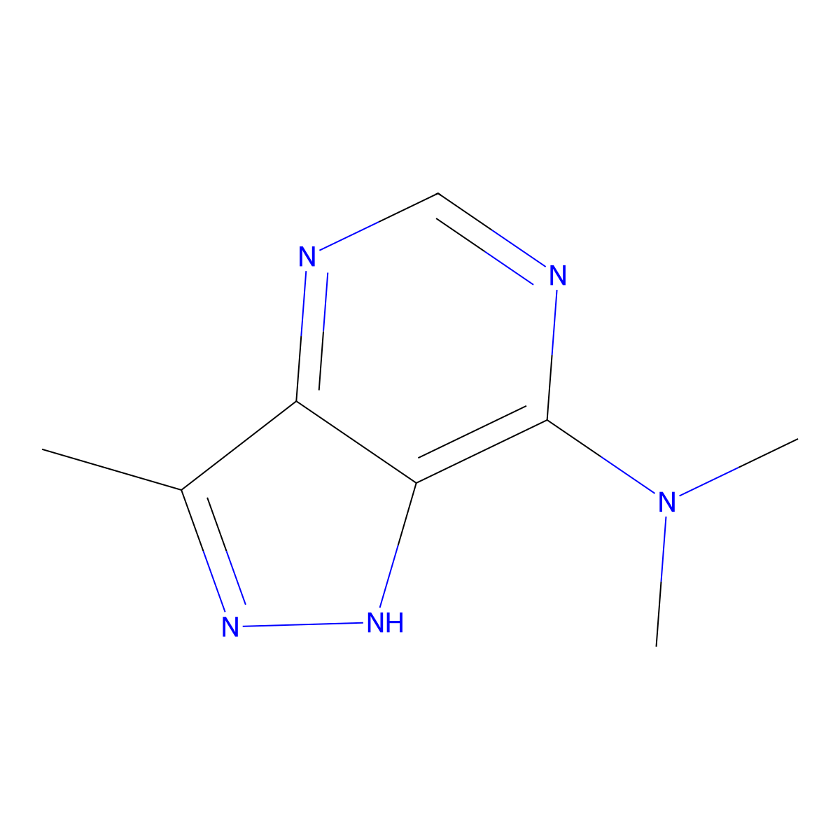 N,N,3-Trimethyl-1H-pyrazolo[4,3-d]pyrimidin-7-amine molecular structure, CAS 5399-98-4