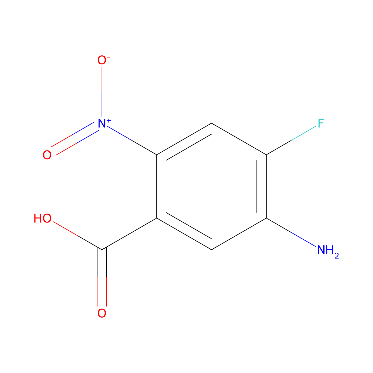 5-Amino-4-fluoro-2-nitrobenzoic acid molecular structure, CAS 53994-61-9