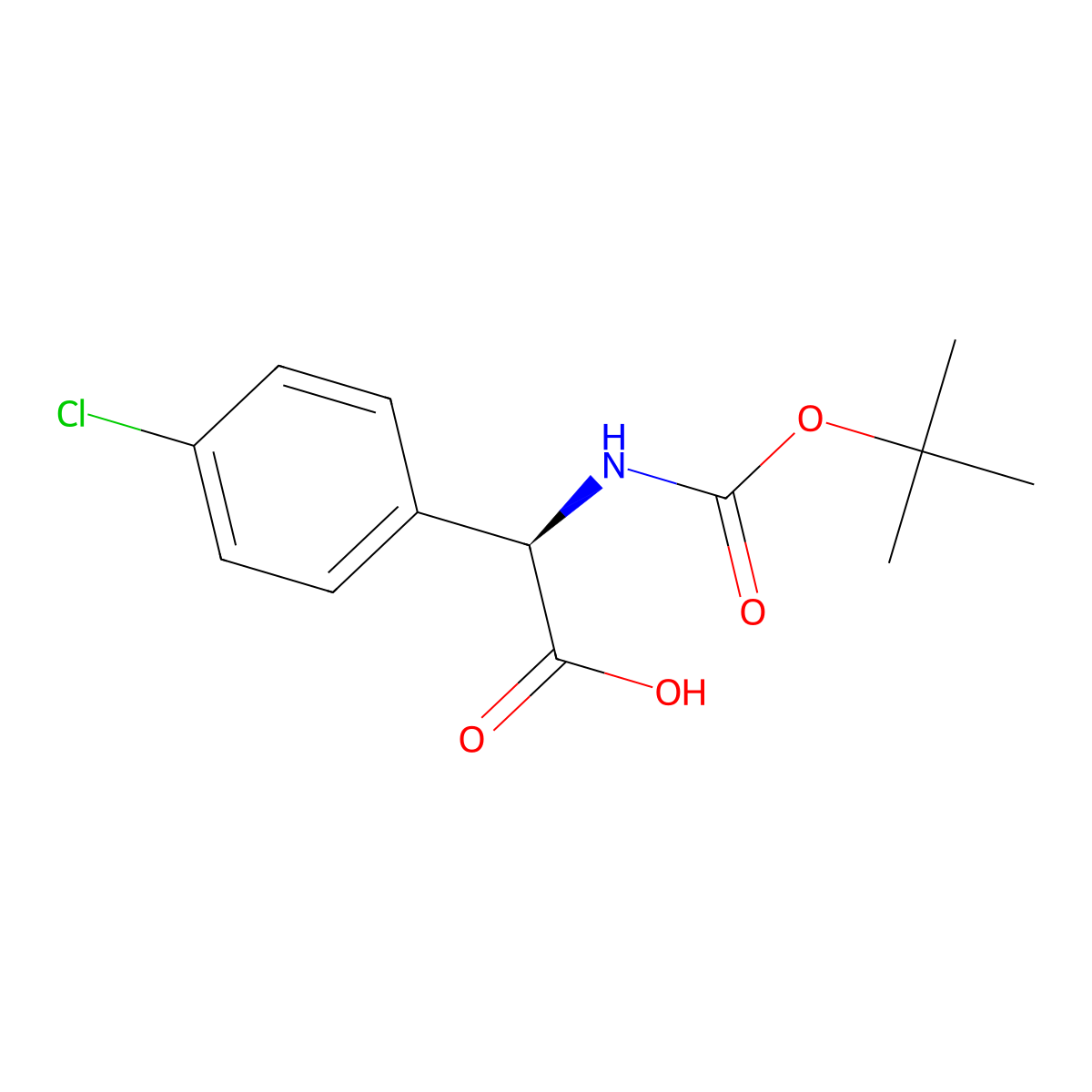 (R)-2-((tert-Butoxycarbonyl)amino)-2-(4-chlorophenyl)acetic acid molecular structure, CAS 53994-85-7