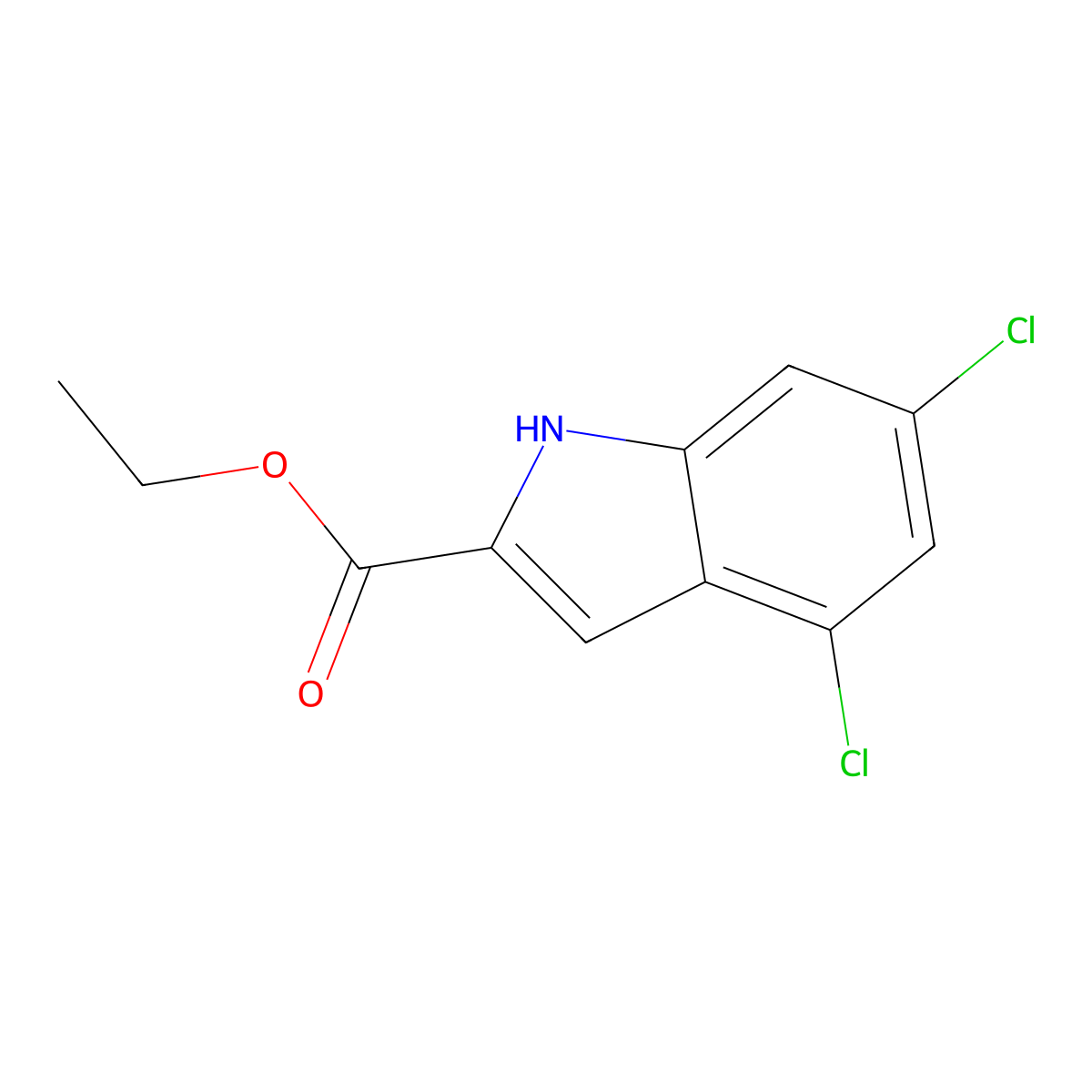 ethyl 4,6-dichloro-1H-indole-2-carboxylate molecular structure, CAS 53995-82-7