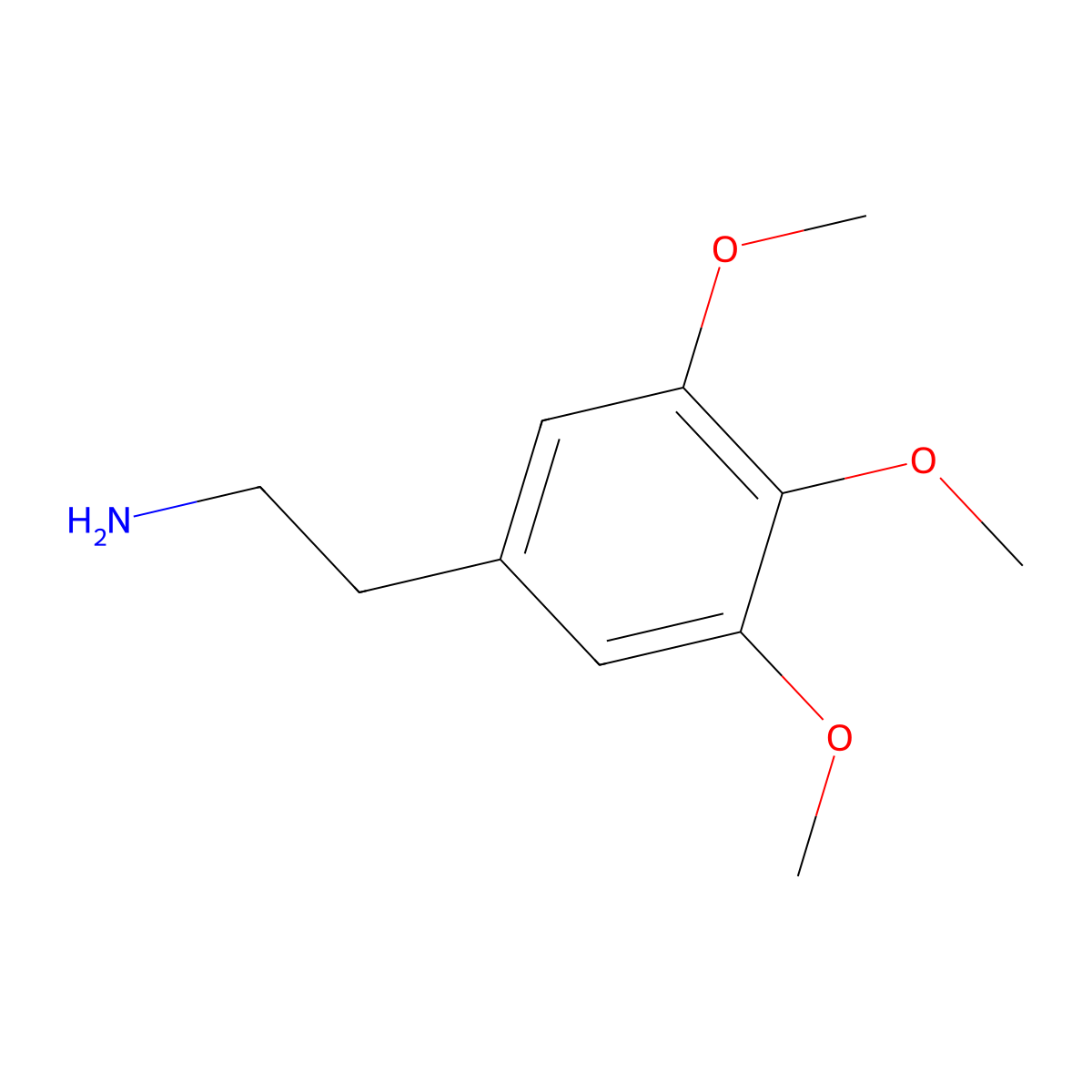 Mescaline molecular structure, CAS 54-04-6