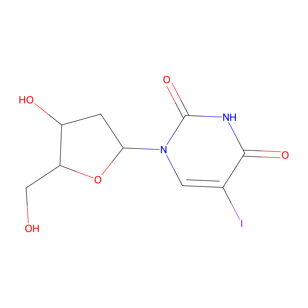 Idoxuridine molecular structure, CAS 54-42-2