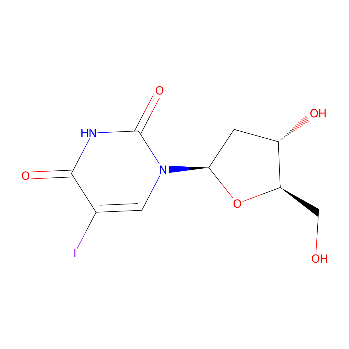 Idoxuridine molecular structure, CAS 54-42-2