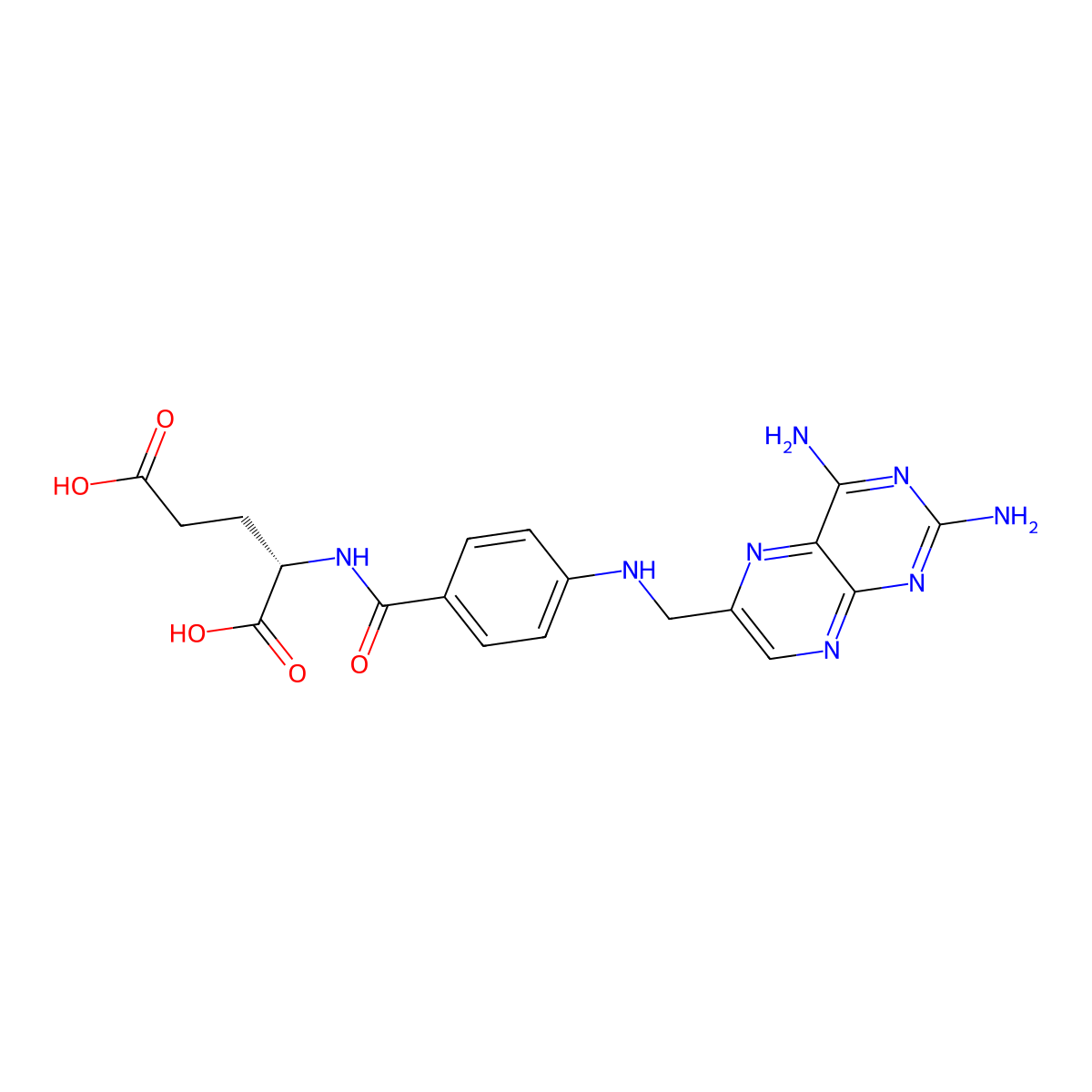 Aminopterin molecular structure, CAS 54-62-6